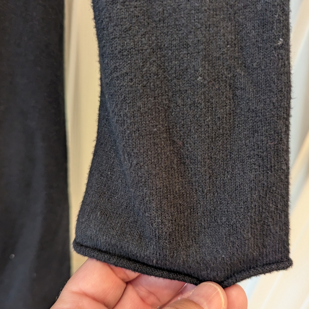 J. JILL Pure Jill Black Open Front Cotton Cashmere Blend Cardi Sweater M Petite - Picture 7 of 8